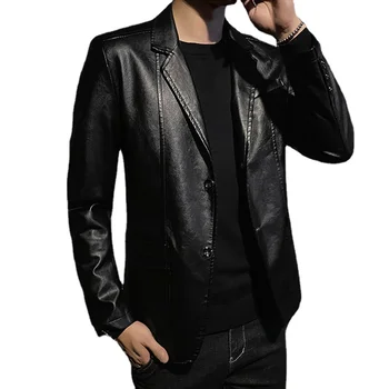 Класическа черна брандираната мъжко яке от изкуствена кожа, размер 5XL-S, модерен бизнес банкет вечерна рокля, костюм, мъжки блейзери