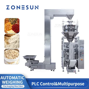 Машината за претегляне на прах ZONESUN ZS-FS420 Автоматично Опаковане на частиците ориз с 10 глави, Кафе бобыпроизводство