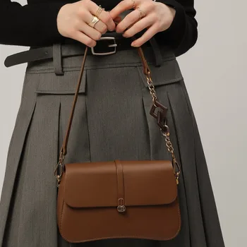 Метална реколта чанта с модерен катарама от изкуствена кожа, чанти през рамо от изкуствена кожа, чанти от веригата