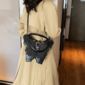 Модерна чанта през рамо Проста чанта от изкуствена кожа за пътуване до работа Дамска чанта във формата на пеперуда Елегантни чанти през рамо Чантата си