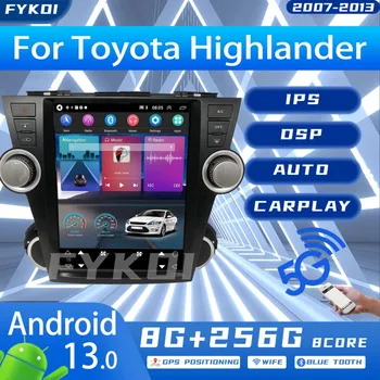 Радиото в автомобила FYKOI Android 13 За Toyota Highlander 2007-2013 Автомобилен Мултимедиен Carplay Auto Bluetooth 4G WIFI GPS Навигация