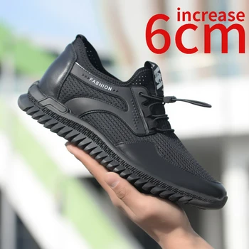 Мъжки обувки, които нарастване на 6 см, лятна окото плат, Дишаща и Ежедневни спортни обувки с асансьор, мъжки Невидима Вътрешна обувки за увеличаване на растежа
