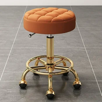 Фризьорски столове Barber Patio Gold Beauty Nail Chair Стол за хранене Минималистичные колела, Въртящи се на Повдигане на Кръгли Столове и Мебели