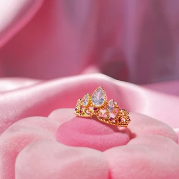 Пръстени Рапунцел, пръстен принцеса за жени, модни бижута Сватба, аксесоари, Позлатени Регулируеми пръстени, подарък за нея