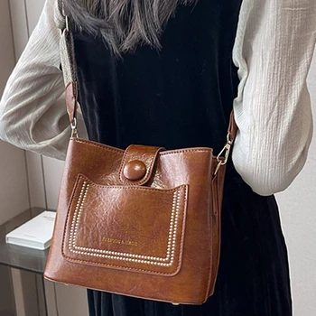 Обикновена дамска чанта през рамо с едно рамо, ръчна чанта тройно използване, преносима чанта през рамо, чанта през рамо