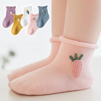 3 чифта пролетно-есенен детски чорапи с модел от корейски карикатури 0-18 месеца, чорапи, без костилка, с отворена уста, за момчета и момичета
