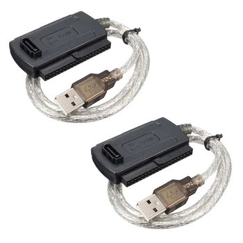 2X USB 2.0 Plug КЪМ IDE SATA 2,5-Инчов 3,5-Инчов Конвертор Кабел-Адаптер за Твърд Диск HDD Черен
