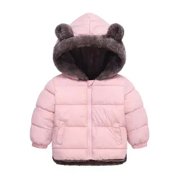 Зимно палто за момчета, мек плюшен утепленная яке за момчета и момичета, палто с качулка с уши на мечка от анимационни, детски дрехи от овче руно, hoody