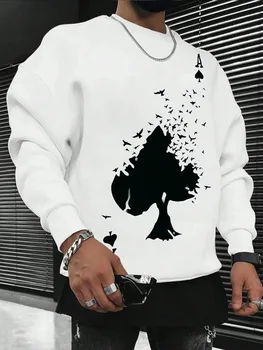 Мъжки памучен hoody Drifting spades с черен модел, удобен творчески жилетка в стил хип-хоп, мъжки ежедневни градинска облекло