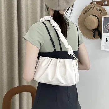 Модни дамски чанти през рамо от мека кожа 2023, малка дамска чанта от изкуствена кожа cloud fold, дамски чанти-месинджър през рамо дамски чанти-месинджър през рамо