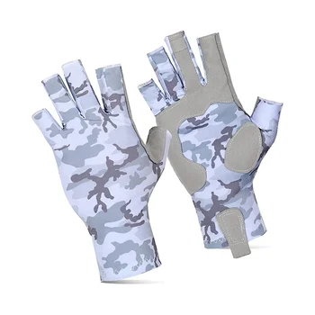 Ръкавици за риболов със силикон противоскользящим дизайн - Удобни, дишащи ръкавици за риболов със защита от слънцето, сив