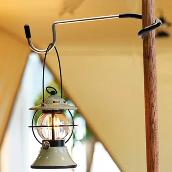 Закачалка Риболовна Поставка Палатка от неръждаема Стомана Открит Ловен Фенер Инструменти за Светлини Стоманени Куки за преносими лампи Титуляр за къмпинг