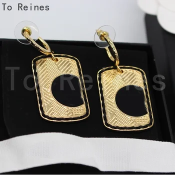 To Reines Квадратни геометрични обеци за жени Правоъгълни обеци, златен цвят Обеци от неръждаема стомана 2024 Модни бижута подаръци