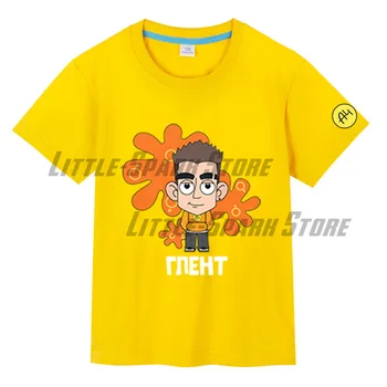 Тениска А4 Глент Детска тениска от 100% памук, Лятна Модни дрехи за момчета, Мърч, Ризи с къс ръкав A4 Lamba, детски Блузи за подарък