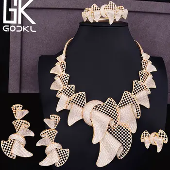 GODKI BIG Fashion 4ШТ Луксозен Комплект бижута Bowknot Африка За жени, за Сватба парти Кубичен Цирконий Дубай Сватбена украса Индия 2022