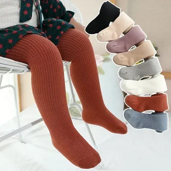 Зимни дебели чорапогащи за момичета ръст 65-115 см от матирано памук за малки момичета, детски чорапогащи, чорапи