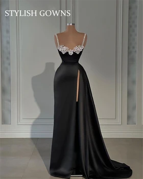 Елегантна вечерна рокля с формата на сърце за черни момичета 2023, расшитое мъниста, рокли за парти по случай рожден ден, с кристали, Гънки, Дълга рокля за бала, Русалка