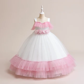 Лятна рокля MQATZ, Дълга рокля с цветя модел за момичета, Детски дрехи, Детски принцеса, рожден Ден, абитуриентски бал, водещ, Лък, Розова сватба, Приятелка на булката