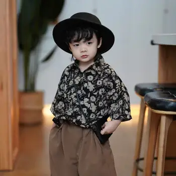 Семейни ризи 2024 г., Модни Еднакви къси Панталони За баща и Син, Топ С ръкави В Корейски стил, е един и същ Блуза За Майки и Дъщери, Реколта Детски Дрехи