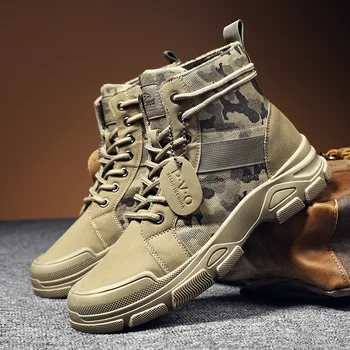 Мъжки обувки 2023 Взривни Мъжки камуфляжные обувки Тенденция на ежедневните армейските обувки Док Мартенс в ретро стил