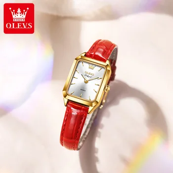 OLEVS Кварцов модни дамски ръчен часовник с изкуствен каишка, водоустойчив дамски часовник с високо качество
