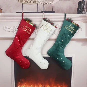 Детски гамаши, Нови Коледни чорапи в европейския и американския стил, коледни подаръци английски чорапи със златни бродерии