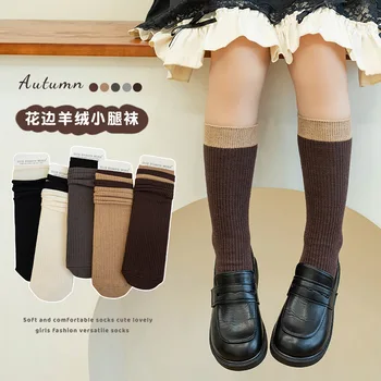 Нова марка, Чорапи за деца, Есен-Зима, Дълги чорапи за момичета до коляното, памучни чорапи за момичета, дълги чорапи за момичета
