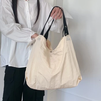 Модерна дамска чанта за през рамото си Голяма чанта голям Soild Color Просторни всекидневни чанти-тоут Женствена чанта за пазаруване