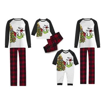 Коледен Пижамный комплект за родители и деца с принтом 2023 Нови Широки панталони с дълги ръкави Домашно облекло За семейството