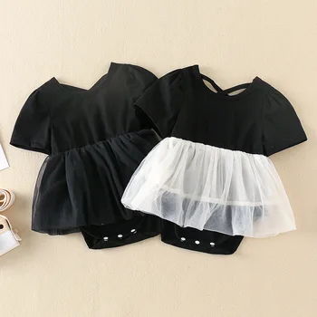 LZH 2023 Корея Летни дрехи за новородени момичета, Детско боди с къс ръкав за момичета, Детски рокля на 1-15 месеца, триъгълни гащеризон