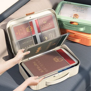 Кутия за съхранение на документи с Голям капацитет, Водоустойчив Преносими Домакински Органайзер за съхранение на паспорти, стойка за папки за пътуване