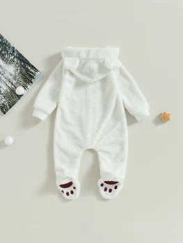 Сладък и уютен гащеризон Унисекс копчета, с качулка за деца - идеален за есенния и зимния сезони