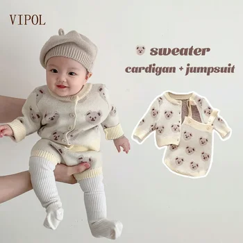VIPOL Есенно-зимния пуловер с мечка, палта, дрехи за прашка, гащеризон за новородено, пролетно-есенен костюм за проследяването стъпки пълзи