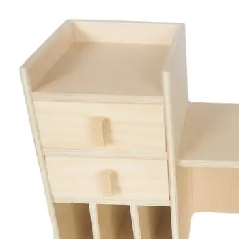 Настолен стол за куклена къща, играчки за ролеви игри, моделът мебели за ролеви игри, мини-desk в мащаб 1/12 с аксесоари