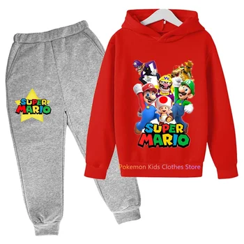 Дрехи за Малките момчета, Комплекти с качулка на Super Mario bros, Детски Пролетно-Есенни Ежедневни Блузи За момичета + Панталони, Комплект от 2 теми За Деца, Костюми За момчета