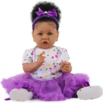 58-сантиметрови реалистични кукли-Реборн с меко тяло, реалистична афроамериканская кукла-момиче, най-добрият набор подарък за рожден ден за 3 години＋