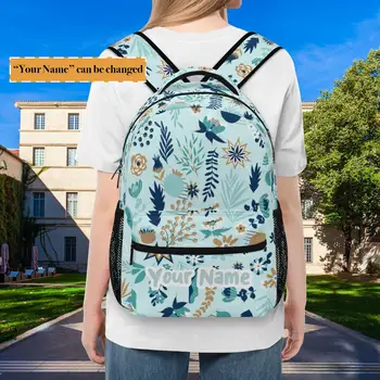 Потребителско име Flowers Kawaii Първоначално раница за момичета с преден джоб, водоустойчив регулируем колан, училищна чанта за тийнейджъри