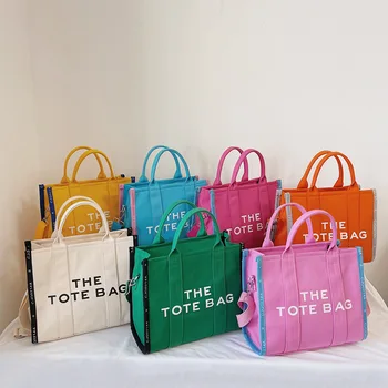 2023 Нова мода холщовая чанта с надпис, луксозни дамски чанти през рамо, големи чанти за пазаруване, портмонета, дамски чанти за ръце, безплатна доставка