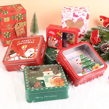 1бр Кутия шоколадови бонбони с Коледа, мини-лидице кутия, Запечатанная банка, Органайзер за бижута, картички и Подаръци, бонбони, сладкиши, бисквити, калъф за домашна Коледа