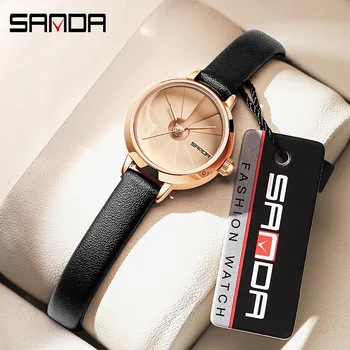 Дамски кварцови часовници на BIANA 1113, модерен елегантен бизнес Водоустойчив ръчен часовник с кожена мрежесто каишка дамски часовници за подарък