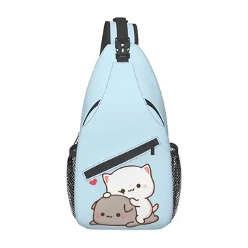 Mochi Котка на Праскова и Goma Примка, нагрудная чанта през рамо, мъжки модерен раница през рамо за пътуване на мотор