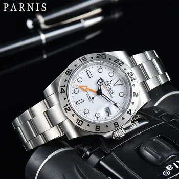 Мъжки Ръчен Часовник Parnis с Автоматичен Механичен Сапфирено стъкло 40 мм, Светещи Часовници GMT