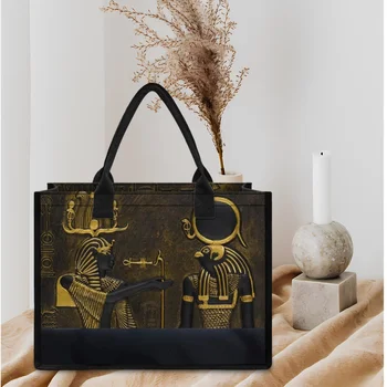 Ежедневни чанти в стила на древната египетска изкуство За жените и подрастващите момичета, елегантни улични ежедневни чанти през рамо, плажни холщовые чанти с дръжки, чанти