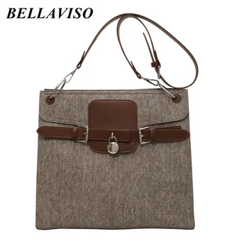 BellaViso Модни дамски холщовая чанта през рамо, дамски модни проста чанта през рамо с голям капацитет, чанти за доставка BLSB-117