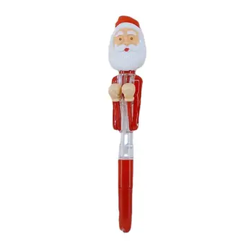 Мультяшная химикалка химикалка, Скъпа Коледна дръжка, Круша екшън със светлина, Уникален празничен подарък, Коледни аксесоари за библиотеки, училища.