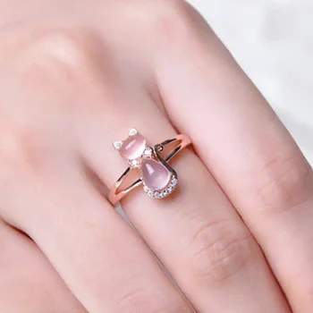 CAOSHI Елегантен пръстен с изображение на животно, женски накити за юбилей, Нежни Розови аксесоари за пръстите си в котешка форма за церемонията годеж