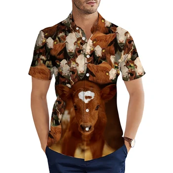 Модерен мъжки ризи HX, ежедневни риза с 3D принтом 