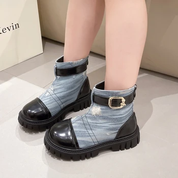 Обувки за момичета; Новост 2023 г.; Модерен Есенно-зимни чисто Нови Обувки В Корейски стил; Студентски обувки на Средни и големи размери ; Дънкови обувки; Zapatos De Mujer