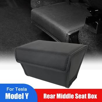 Кутия за съхранение на LEEPEE под седалката на Колата, Автоаксесоари, Кожен Сгъваем Органайзер за предните и задните седалки Tesla Model Y