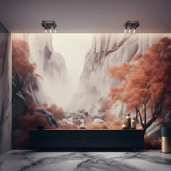 Китайски Есента гората, Кленовое дърво, планина, снимка с маслени бои, за хола, ТВ-на фона на Стенни картини, Хартиени 3D тапети по поръчка на Всякакви размери